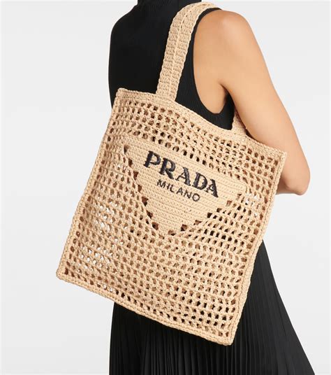 prada raffia tote bag beige|Prada wicker tote bag.